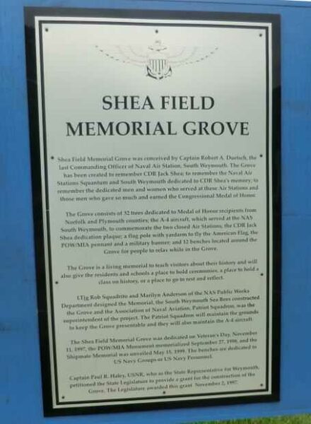 SHEA FIELD MEMORIAL GROVE PLAQUE
