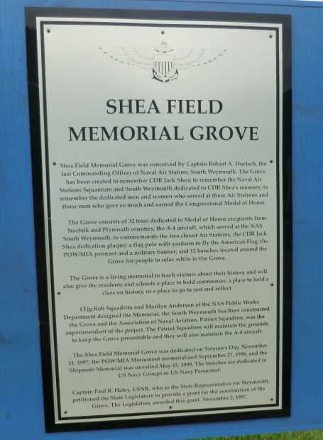 SHEA FIELD MEMORIAL GROVE PLAQUE