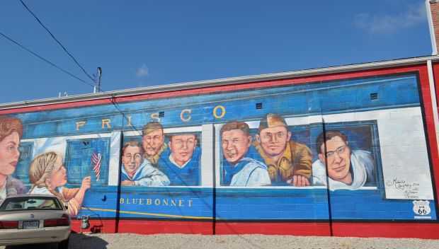 CUBA’S GOLD STAR BOYS ABOARD THE BLUE BONNET FRISCO TRAIN MEMORIAL MURAL B