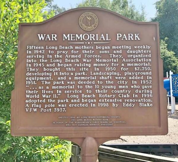 LONG BEACH WAR MEMORIAL PARK MARKER