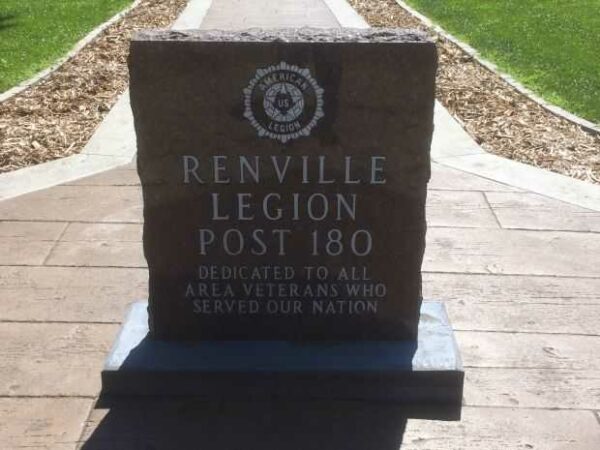 RENVILLE LEGION POST 180 VETERANS MEMORIAL DEDICATION STONE