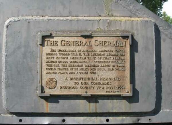 THE GENERAL SHERMAN MEMORIAL TANK PLAQUE