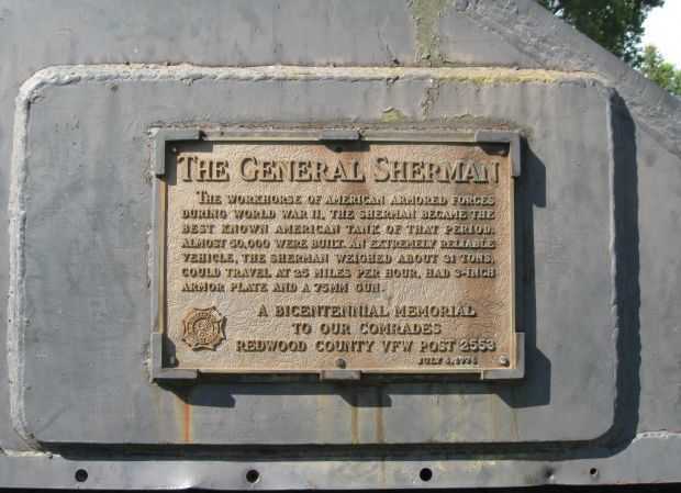 THE GENERAL SHERMAN MEMORIAL TANK PLAQUE