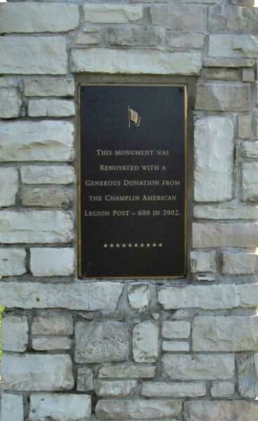 CHAMPLIN WORLD WAR II MEMORIAL FLAGPOLE PLAQUE D