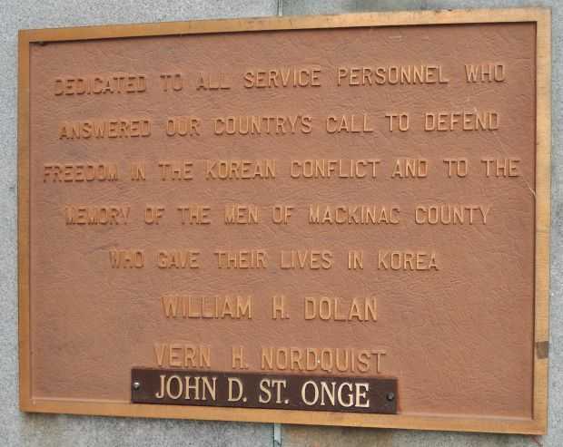 MACKINAC COUNTY SOLDIERS AND SAILORS WAR MEMORIAL PLAQUE C
