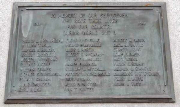 MACKINAC COUNTY SOLDIERS AND SAILORS WAR MEMORIAL PLAQUE B