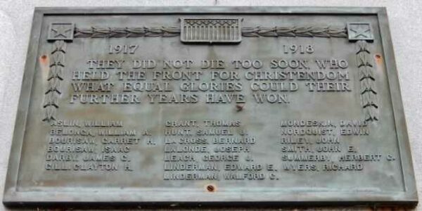 MACKINAC COUNTY SOLDIERS AND SAILORS WAR MEMORIAL PLAQUE A