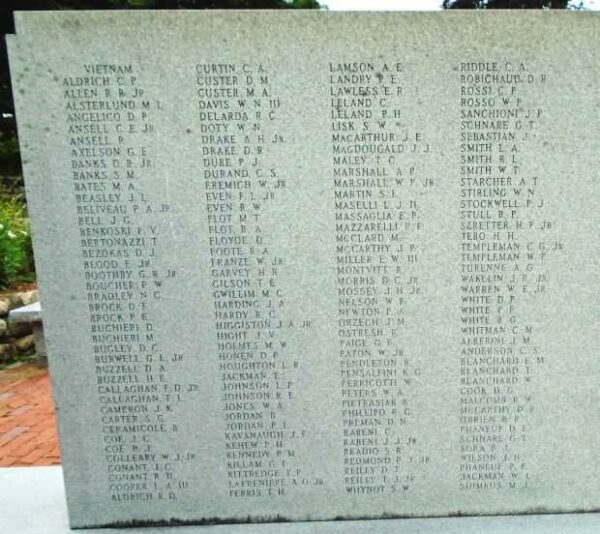 SOUTHBOROUGH VETERANS OF ALL WARS MEMORIAL STONE D