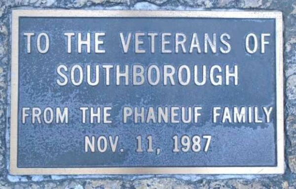 SOUTHBOROUGH VETERANS MEMORIAL FLAGPOLE PLAQUE