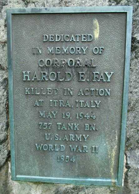 CORPORAL HAROLD E. FAY WAR MEMORIAL PLAQUE