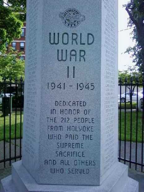 HOLYOKE WORLD WAR II MEMORIAL DEDICATION STONE