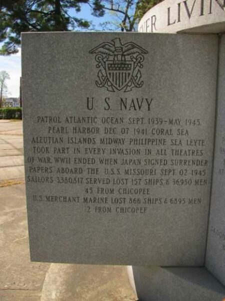 CITIZENS OF CHICOPEE WORLD WAR II MEMORIAL STONE E