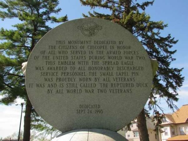 CITIZENS OF CHICOPEE WORLD WAR II MEMORIAL DEDICATION STONE