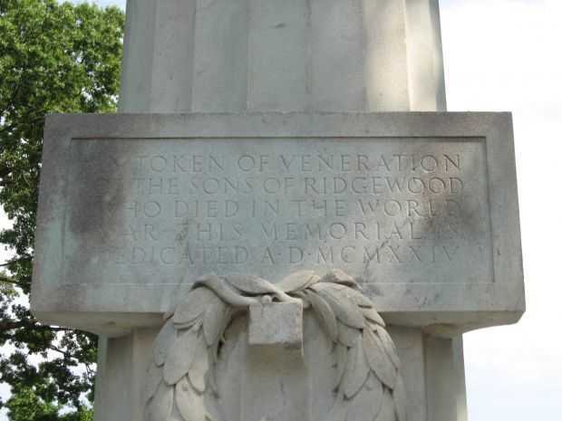 RIDGEWOOD WAR MEMORIAL DEDICATION STONE