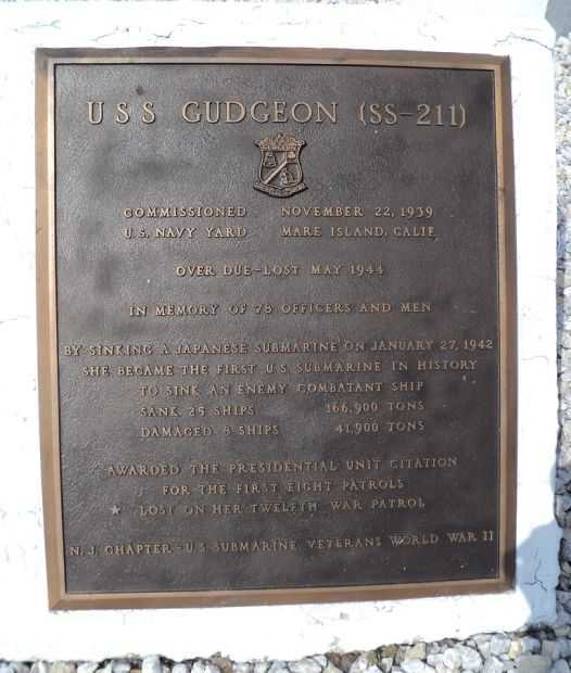 U S S GUDGEON (SS-211) WAR MEMORIAL SUBMARINE PLAQUE