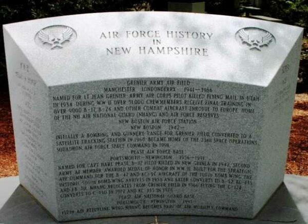 AIR FORCE HISTORY IN NEW HAMPSHIRE WAR MEMORIAL NARRATIVE STONE