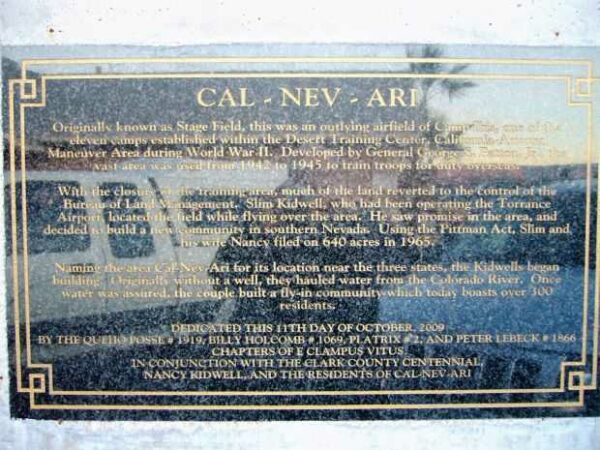CAL-NEV-ARI MEMORIAL STONE