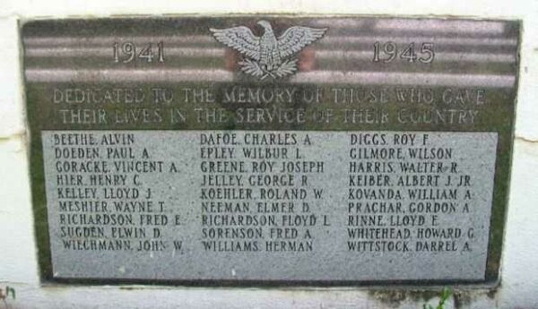 JOHNSON COUNTY WORLD WAR II MEMORIAL BANDSHELL DEDICATION PLAQUE