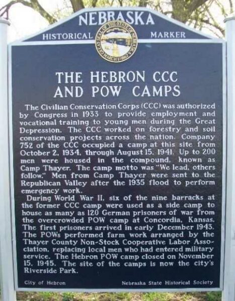 THE HEBRON CCC AND POW CAMP MEMORIAL MARKER