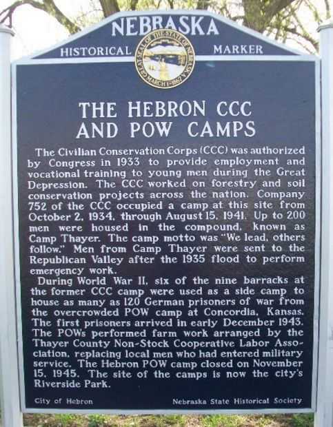THE HEBRON CCC AND POW CAMP MEMORIAL MARKER