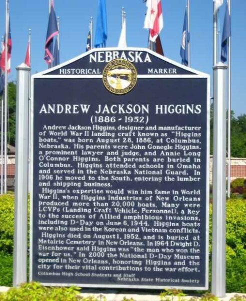 ANDREW JACKSON HIGGINS WAR MEMORIAL MARKER