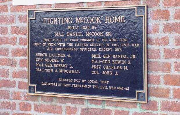 “FIGHTING MCCOOK” HOME MEMORIAL PLAQUE