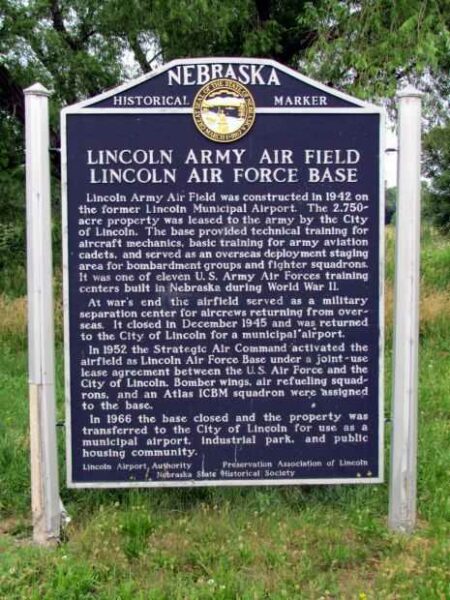 LINCOLN ARMY AIR FIELD WAR MEMORIAL MARKER
