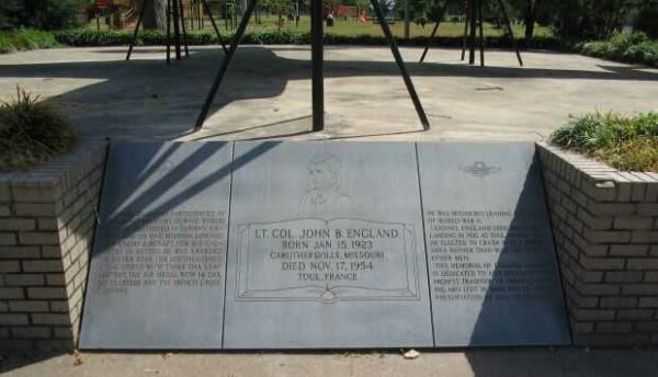 LT. COL. JOHN B. ENGLAND WAR MEMORIAL AIRCRAFT DEDICATION STONE
