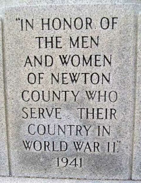 NEWTON COUNTY WORLD WAR II MEMORIAL DEDICATION STONE