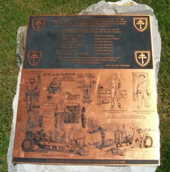 NUMBER 1 GUN MEMORIAL PLAQUE