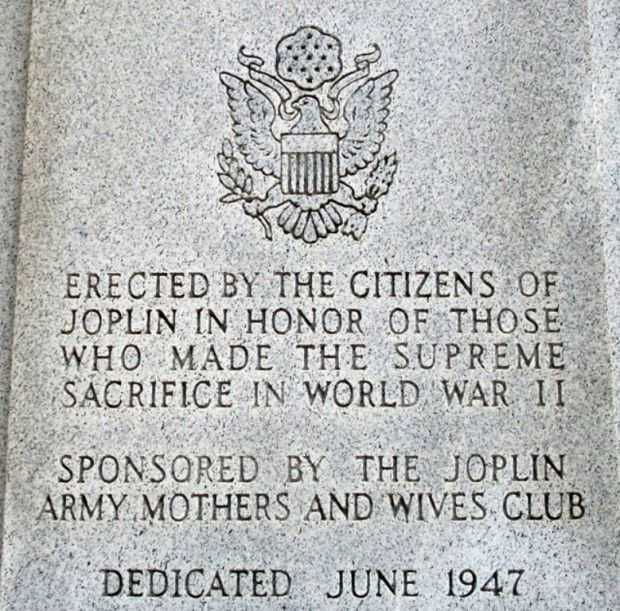 JOPLIN WORLD WAR II MEMORIAL DEDICATION STONE