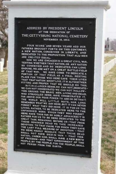 SPRINGFIELD NATIONAL CEMETERY GETTYSBURG ADDRESS PLAQUE