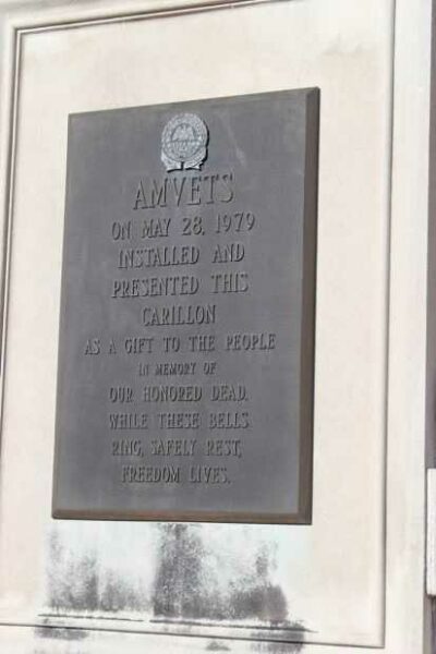 AMVETS CARILLON WAR MEMORIAL PLAQUE