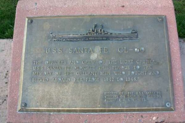 U.S.S. SANTA FE CL-60 WAR MEMORIAL PLAQUE