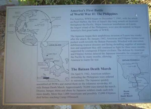 AMERICA’S FIRST BATTLE OF WORLD WAR II: THE PHILIPPINES MEMORIAL PLAQUE