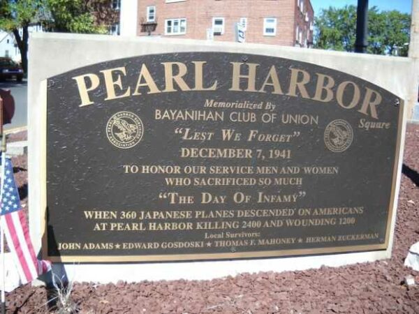 BAYANIHAN CLUB OF UNION PEARL HARBOR MEMORIAL SQUARE PLAQUE