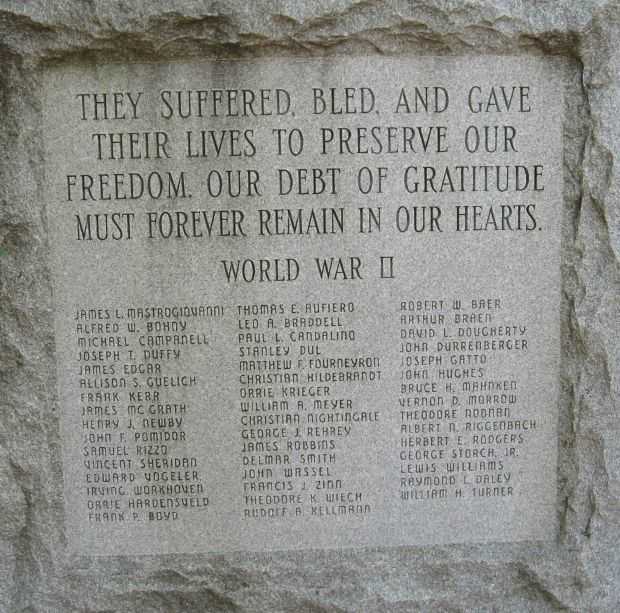 HAWTHORNE WORLD WAR II MEMORIAL CLOSE-UP