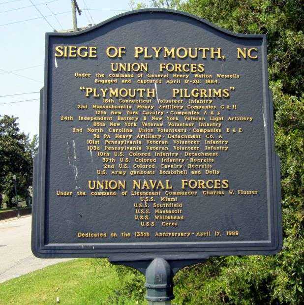 SIEGE OF PLYMOUTH, NC WAR MEMORIAL MARKER