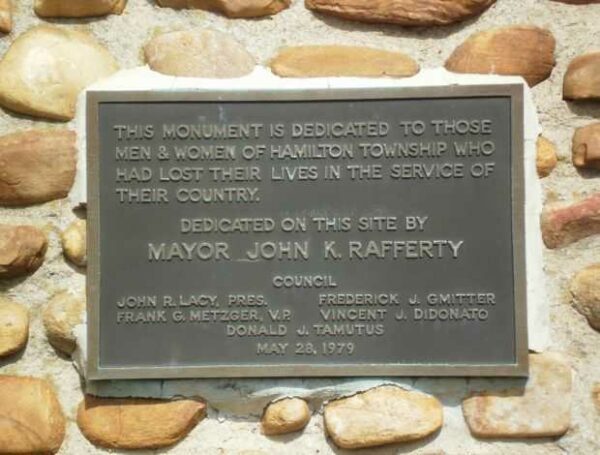 HAMILTON SQUARE AND HAMILTON TOWNSHIP WAR VETERANS MEMORIAL PLAQUE B