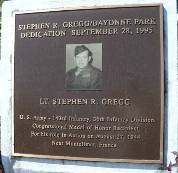 STEPHEN R. GREGG MEDAL OF HONOR WAR MEMORIAL PLAQUE