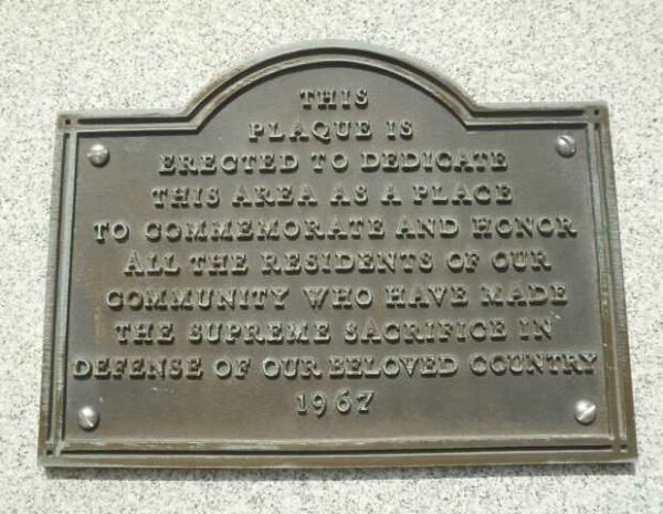 WILLINGBORO TOWNSHIP WORLD WAR II VETERANS MEMORIAL DEDICATION PLAQUE