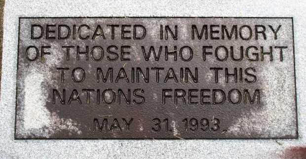 VALLEY GROVE CEMETERY WAR VETERANS MEMORIAL FLAGPOLE DEDICATION STONE