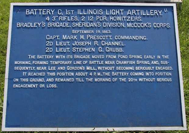 BATTERY C, 1ST ILLINOIS LIGHT ARTILLERY WAR MEMORIAL PLAQUE