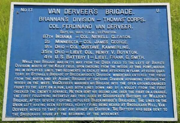 VAN DERVEER’S BRIGADE WAR MEMORIAL PLAQUE IV