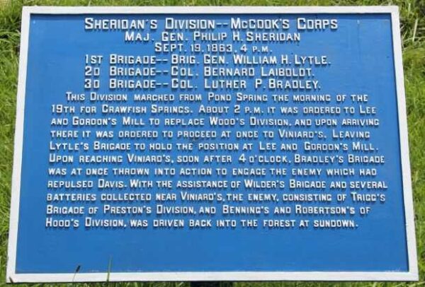 SHERIDAN’S DIVISION–MCCOOK’S CORPS WAR MEMORIAL PLAQUE