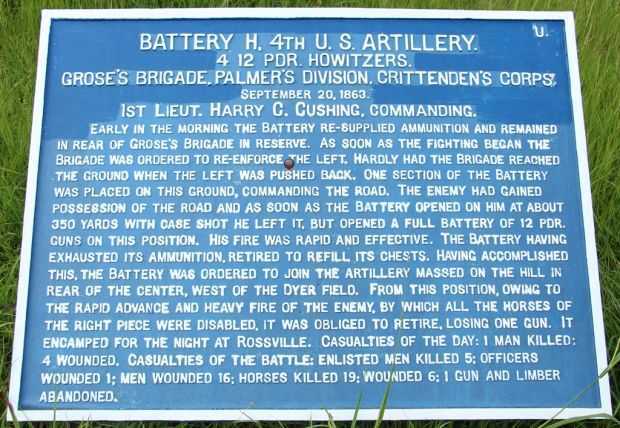 BATTERY H, 4TH U.S. ARTILLERY WAR MEMORIAL PLAQUE II