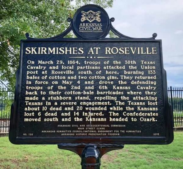 SKIRMISHES AT ROSEVILLE WAR MEMORIAL MARKER