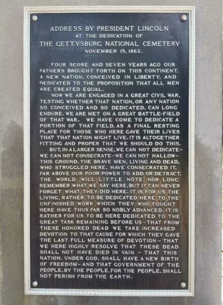 FORT MITCHELL ADDRESS BY PRESIDENT LINCOLN MEMORIAL PLAQUE