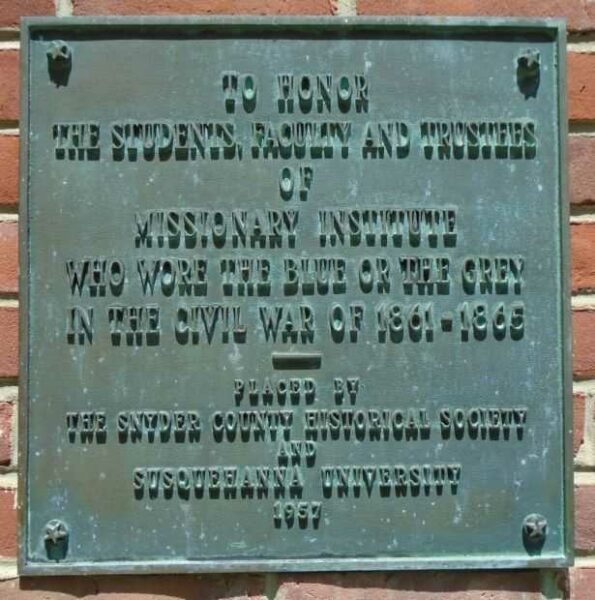 MISSIONARY INSTITUTE STUDENTS, FACULTY AND TRUSTEES CIVIL WAR MEMORIAL PLAQUE
