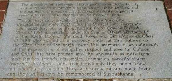 SELINSGROVE SEPTEMBER 11, 2001 WAR MEMORIAL STONE C